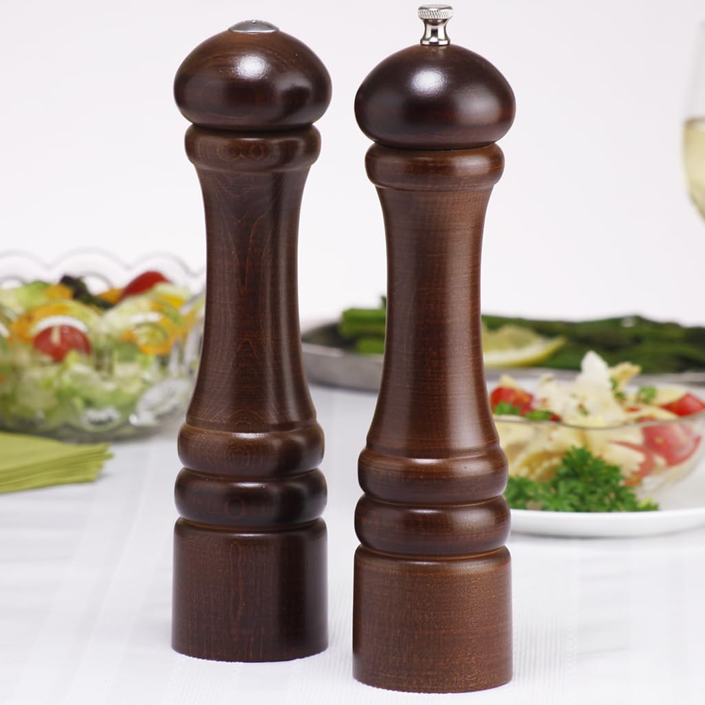 Chef Specialties 10 Inch Imperial Pepper Mill And Salt Shaker Set - Walnut - Made In Usa