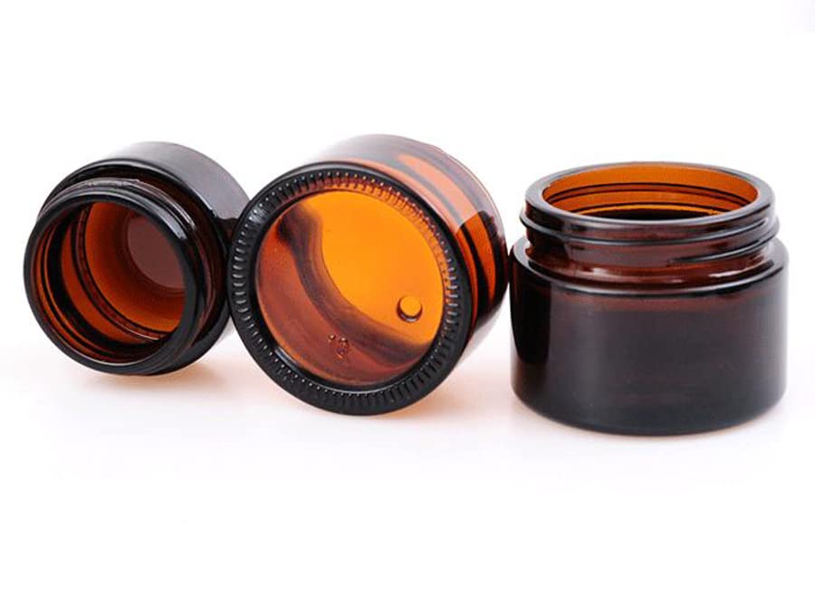 30Ml 1 Oz Amber Glass Jars Empty Refillable Make Up Cosmetic Storage Pot Travel Containers Bottles With White Inner Liners And B
