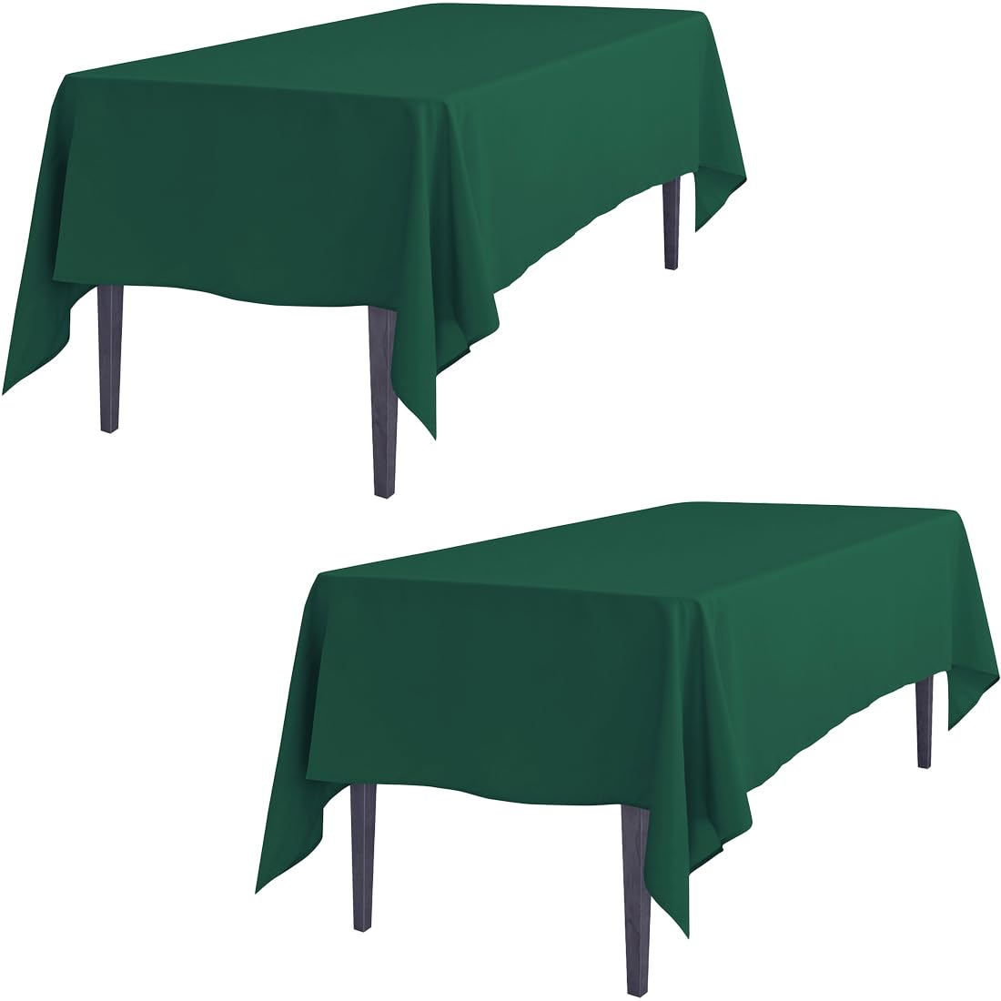 Ltc Linens 2 Pack Hunter Green Rectangular Tablecloths 70 X 120 Inch For 6 Or 8 Ft Rectangle Banquet Tables With Half-Drop - Sta