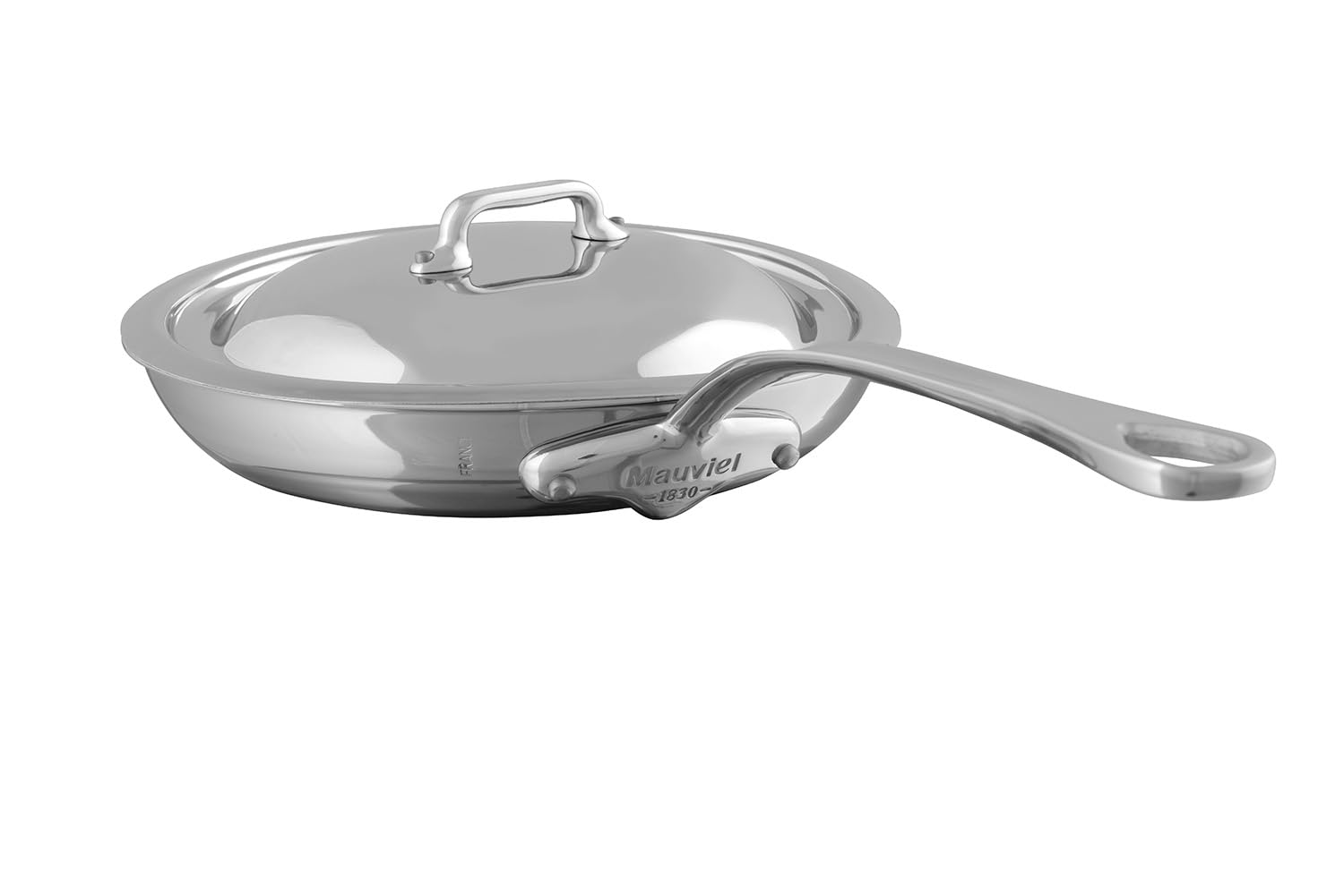Mauviel MCook 5Ply Polished Stainless Steel Frying Pan With Cast Stainless Steel Handle and Lid, 11in, Made In France