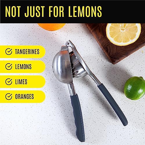 Large Lemon Squeezer Stainless Steel Press - Non-Slip Grip, Heavy Duty, Manual Design - Effortless Pro-Grade Lemon, Lime, Orange