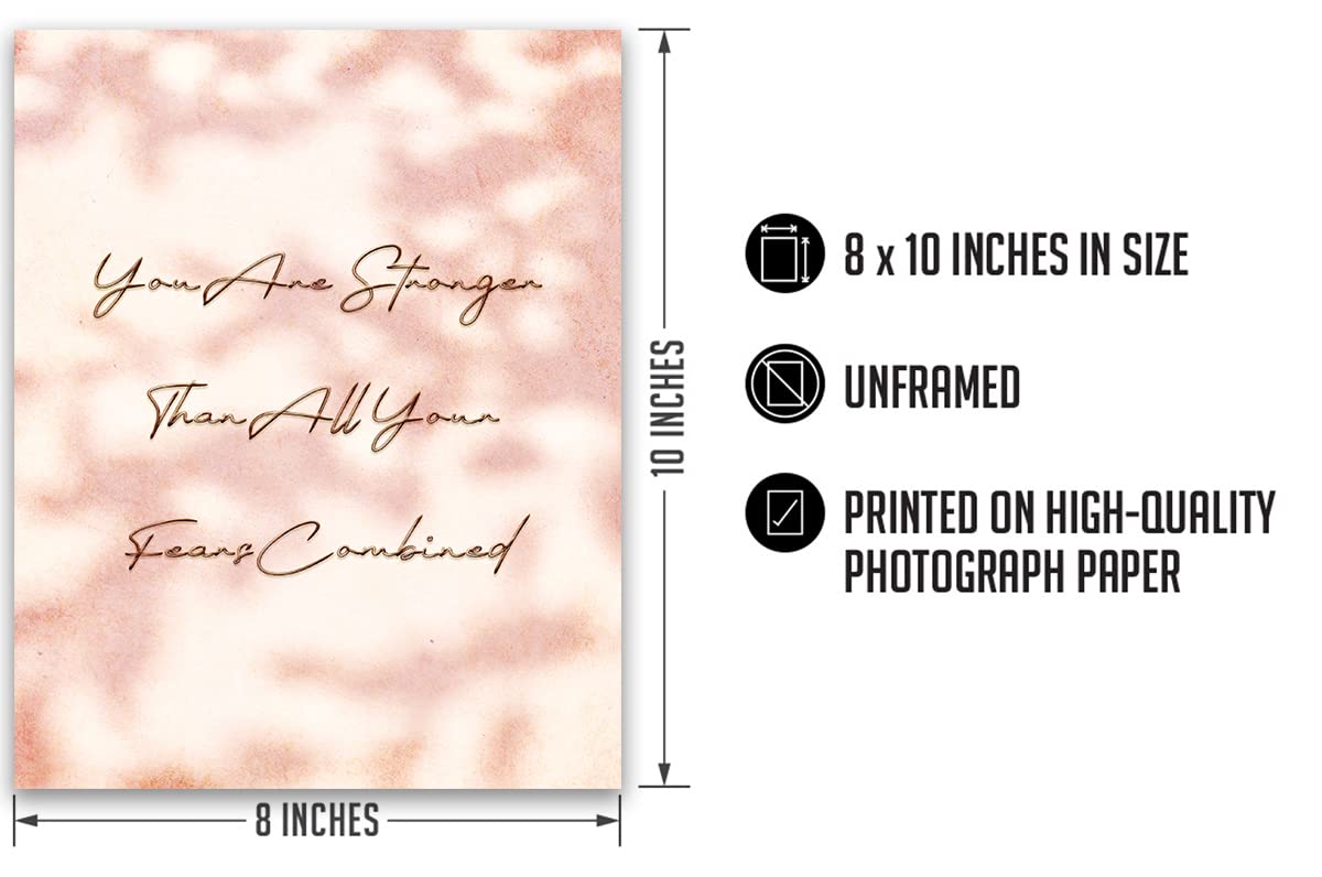 Govivo Inspirational Gifts For Women - Motivational Wall Art - You Are Stronger Than All Your Fears Combined Home Decor - Uplift