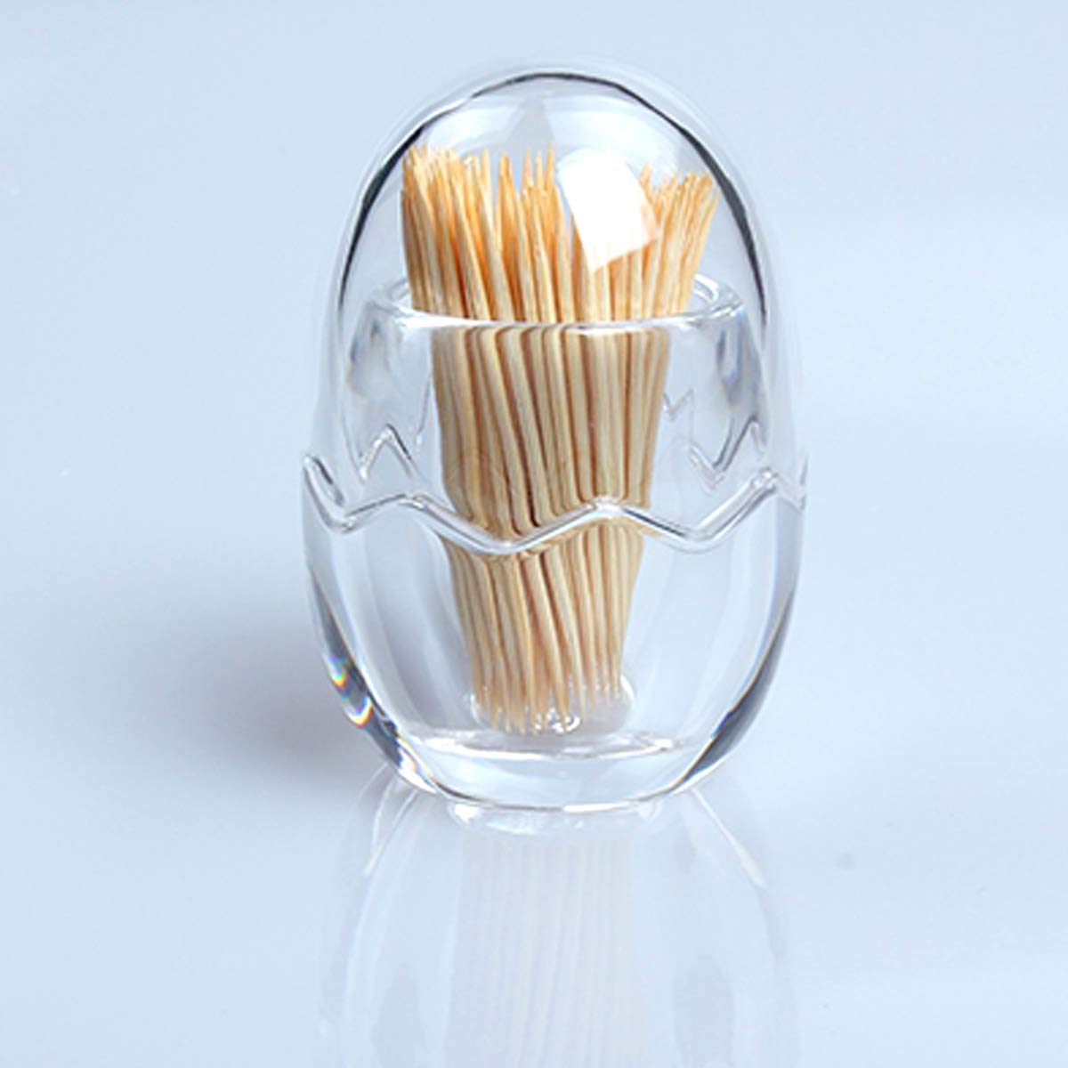 Yakri Acrylic Toothpick Holder Dispenser Organizer Clear Storage Box With Lid (Egg Shape), Ytbh-08363