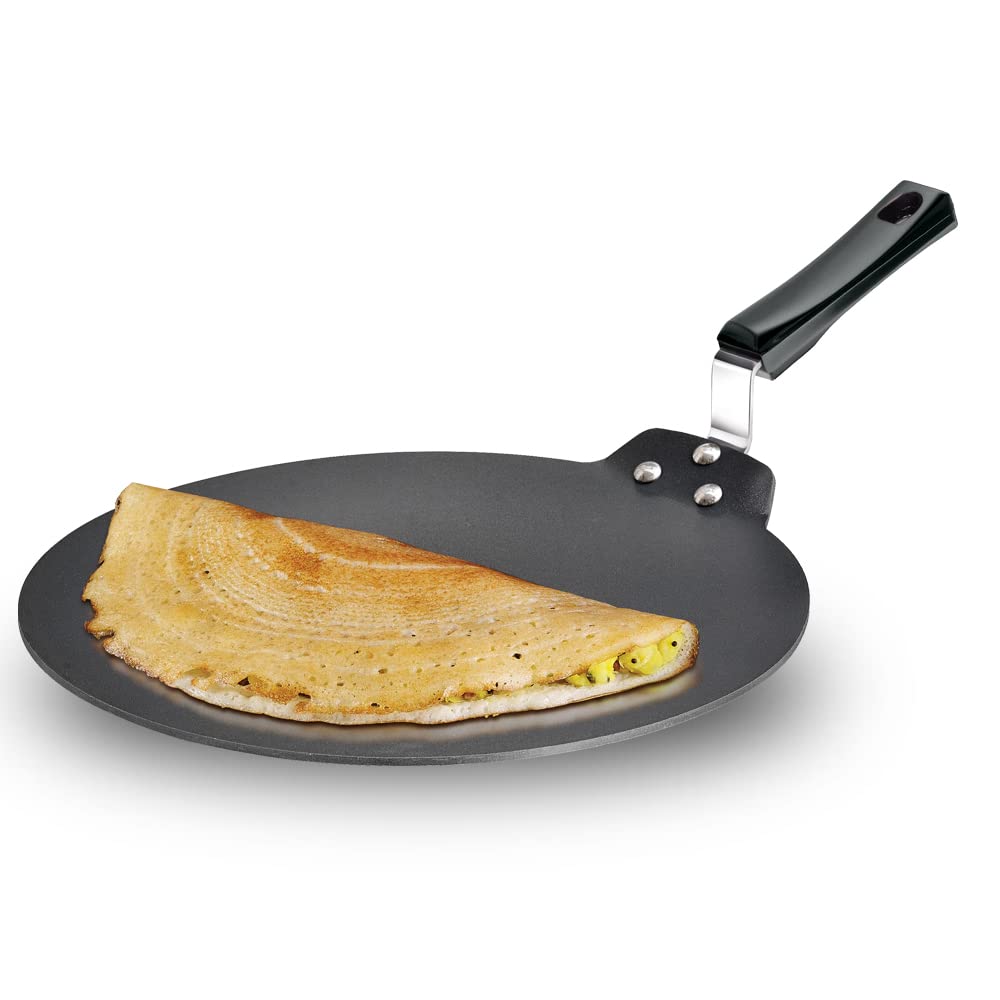 Hawkins Futura Non-Stick Flat Dosa Tava Griddle, 11-Inch,Black