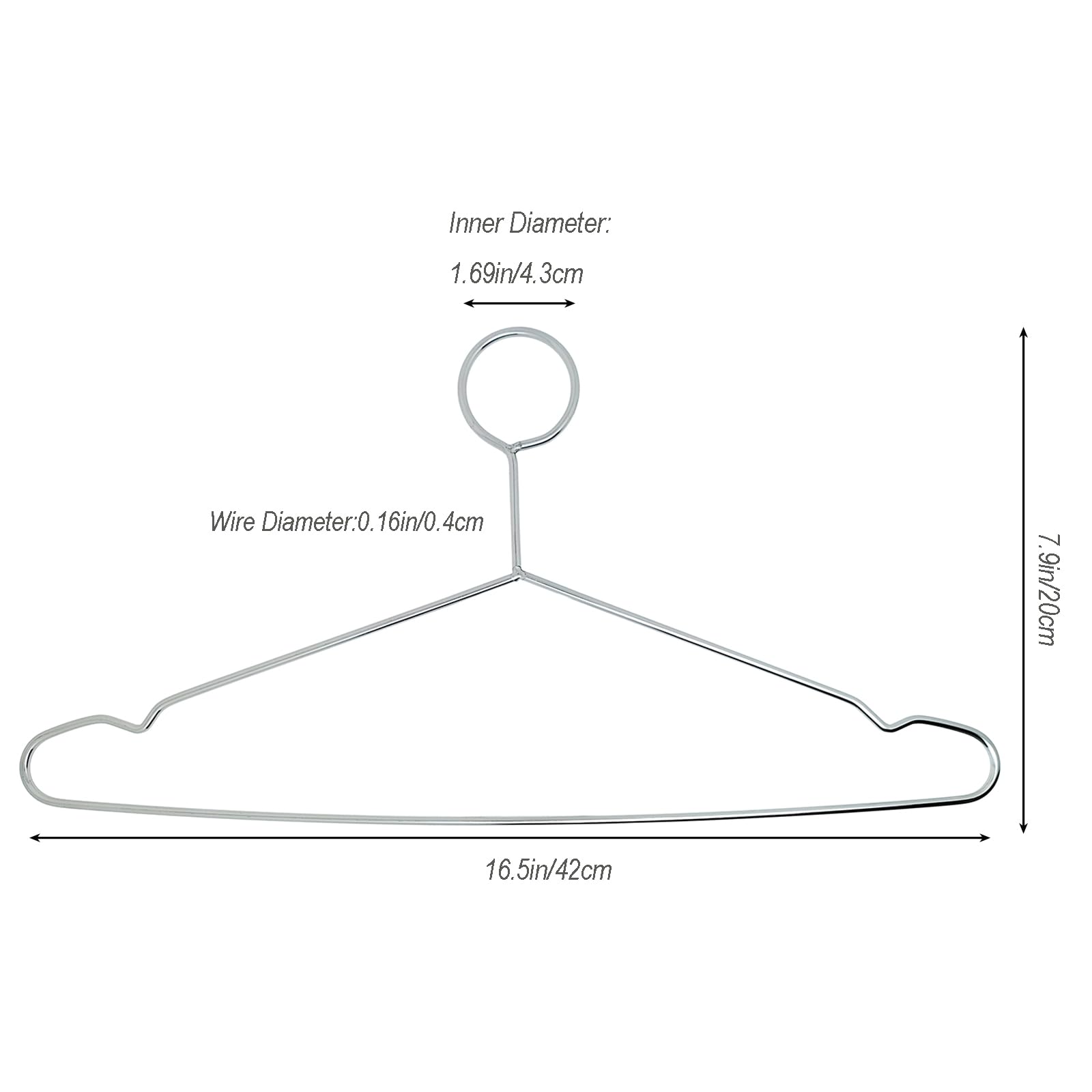 20 Pcs Heavy Duty Metal Hangers Stainless Steel Anti-Theft Security Clothes Hangers Closed Loop Coat Hangers For Hotels And Hosp