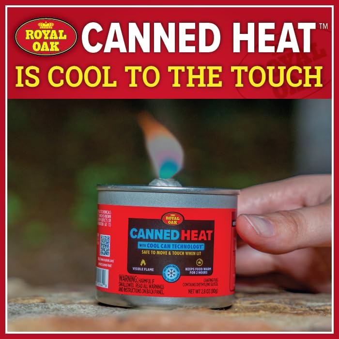 Royal Oak Canned Heat 12 Pack 6 Hour Fuel, Easy Open, Resealable, Non-Drip, For Food, Chafing Dishes, Buffet Burners, Parties, W