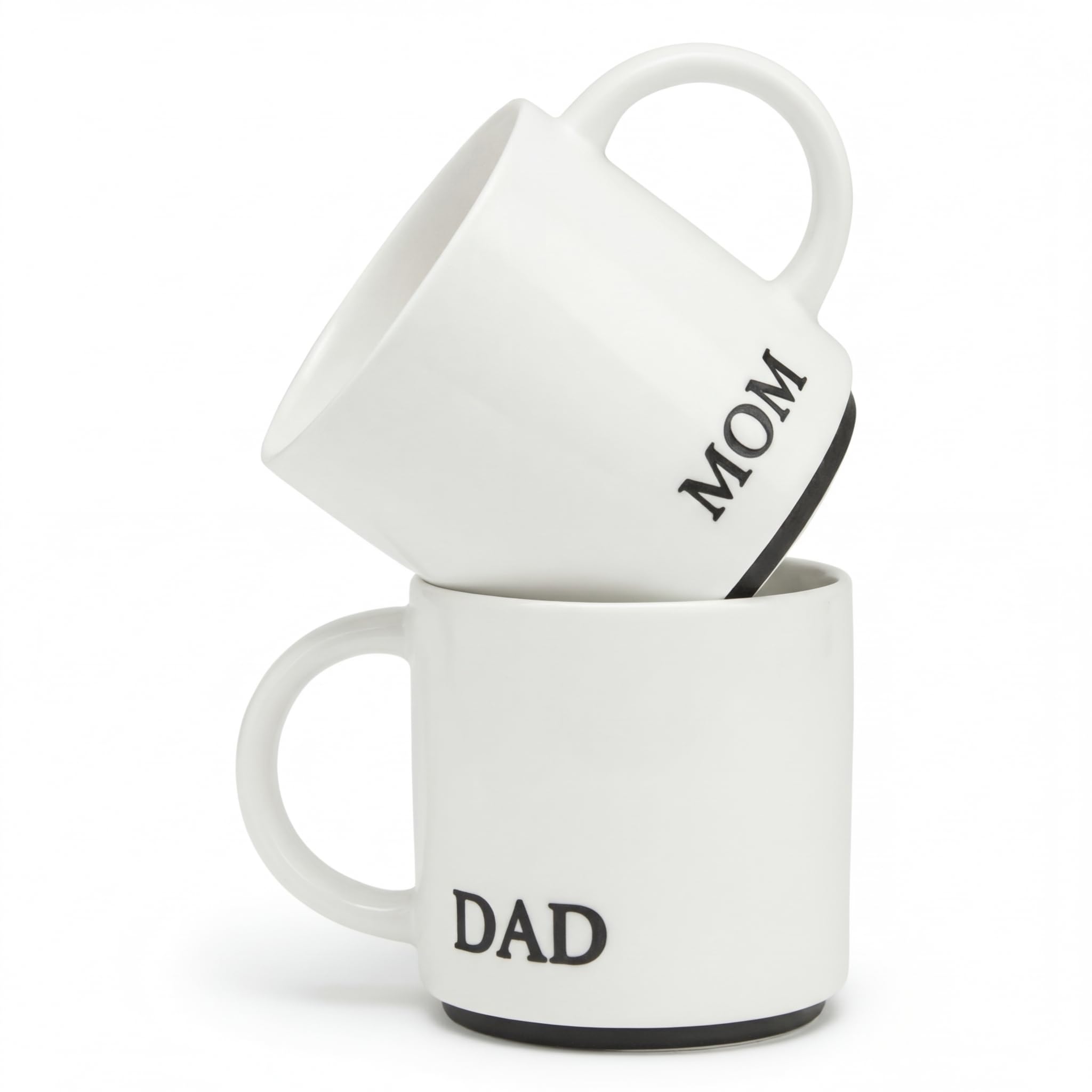 COLLECTIVE HOME  Mom and Dad Mug Set, 2 Pack Gift for Parents Anniversary Wedding Christmas, Ceramic Coffee Cup Pair (DAD/MOM)