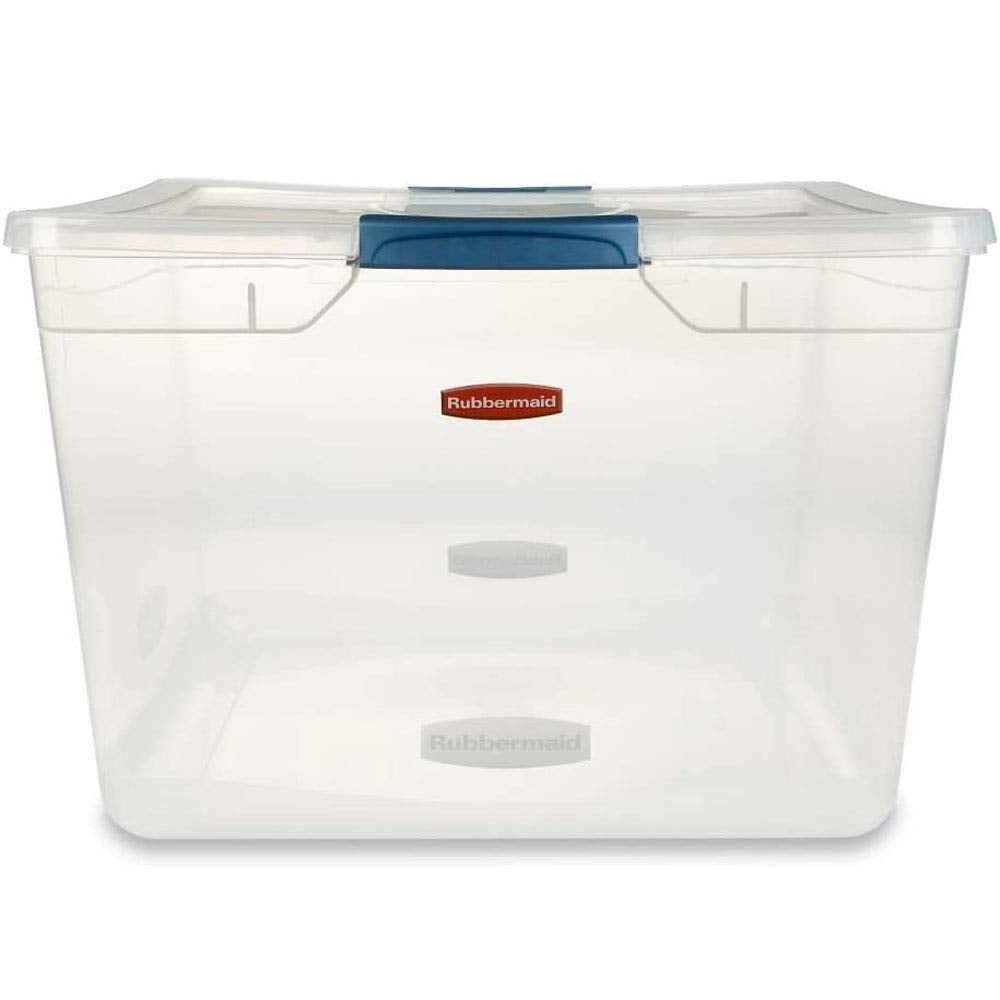 Rubbermaid Clever Store Latching Storage Tote Container, Clear, 71-Quart (Fg3Q3200Clmcb)