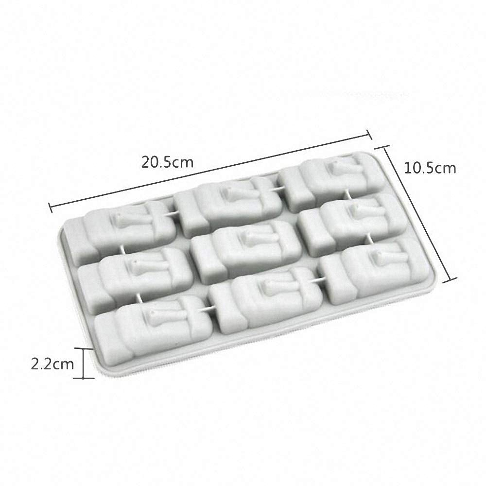 2 Pcs 9 Cavity Easter Island Moai Head Stone Statues Ice Cube Trays Tpr Chocolate Candy Jello Soap Mold