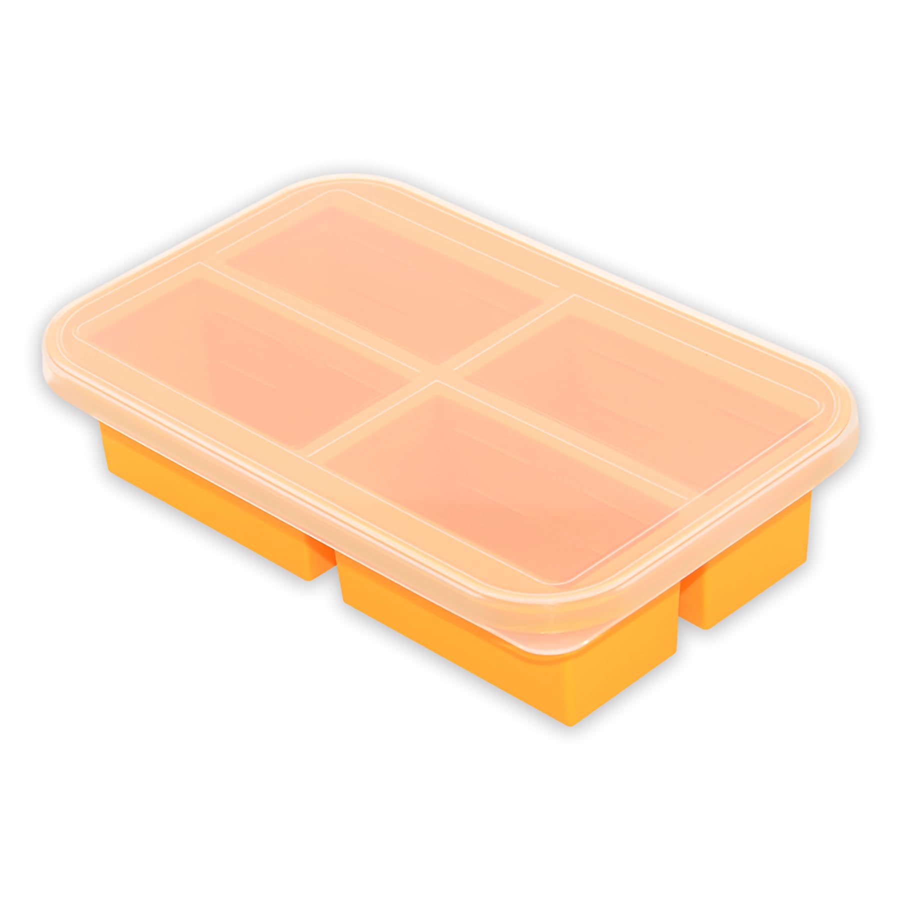 Bangp Silicone Freezer Tray for Soup Ice Cubes,1-Cup Freezing Tray with Lid for Meal Prep,Rice,Broth,Sauce,Leftovers. Makes 4 Pe