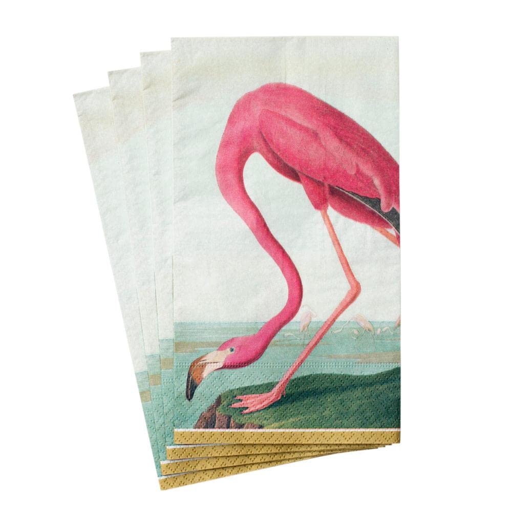 Caspari Audubon Birds Paper Guest Towel Napkins, 15 Per Package, Pink