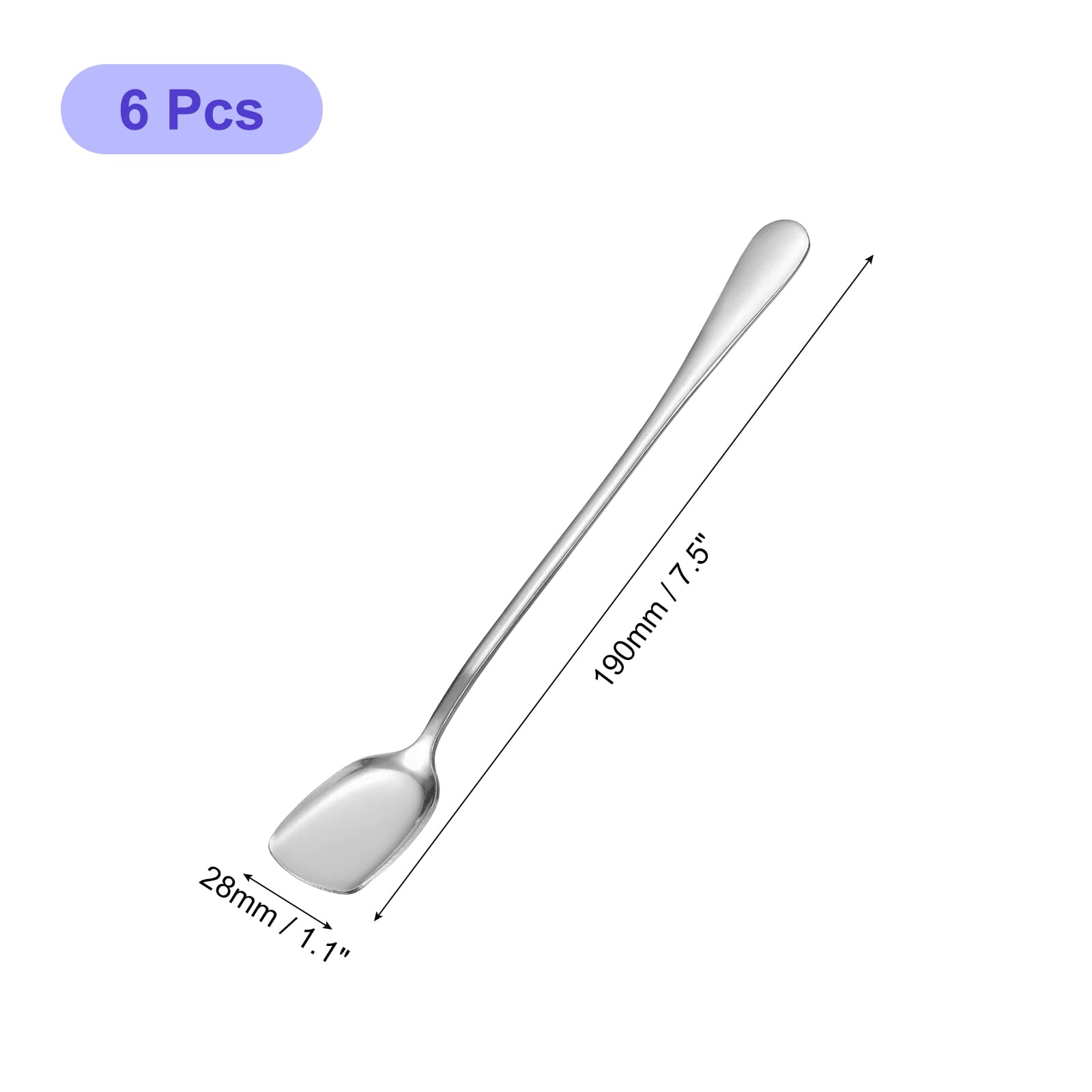 Uxcell Set Of 6 Stainless Steel Ice Cream Spoons, 7.5-Inch Yogurt Spoons Dessert Spoons Shovel Cake Spoons For Home, Kitchen, Re