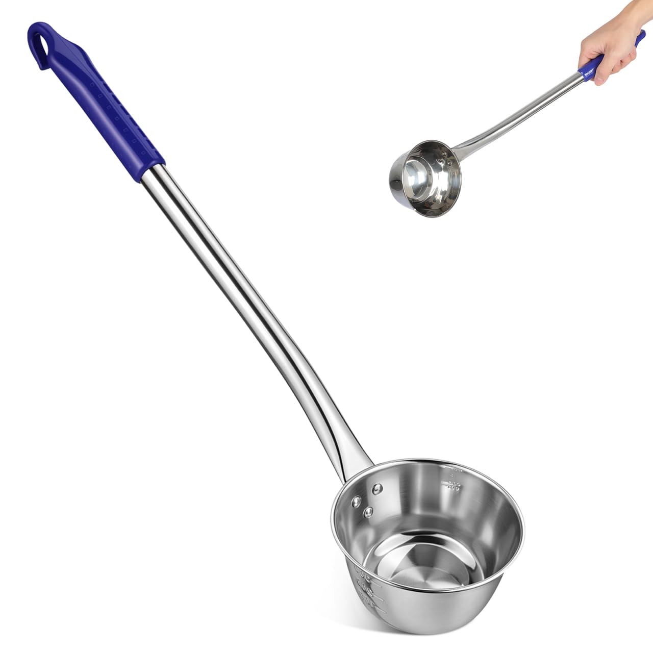 PRETYZOOM Stainless Steel Long Handle Water Ladle Ergonomic Scoop for Kitchen Canteen Hotel Use and Watering Gadget for Cleaning