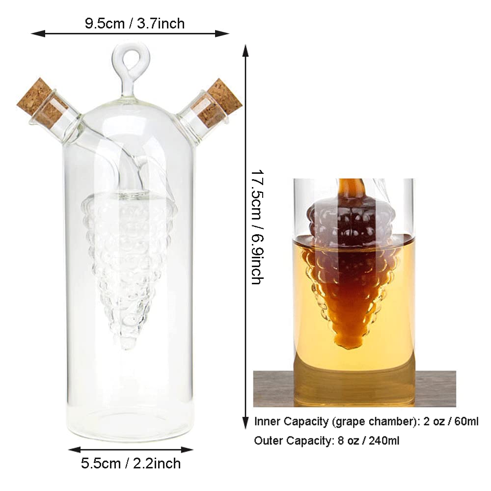 Winakui 2 In 1 Olive Oil Vinegar Dispenser Cruet, Clear Glass Vinegar And Oil Bottles, Double Pourer Spout Oil Dispenser Bottle