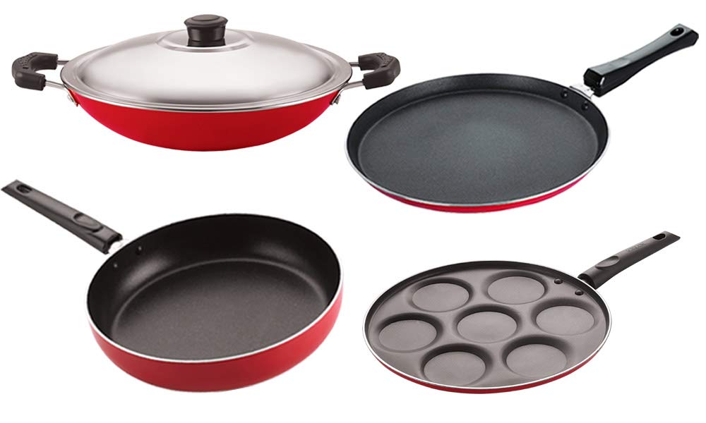 Nirlon Non Stick Cookware Pots And Pans Set Of 4 Pieces (26_Ft12_Ac_Up_Fp12)