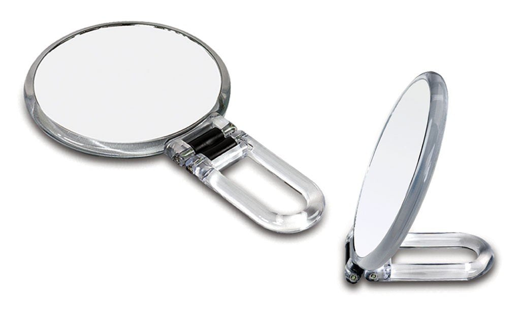 Danielle Creations 5.5-Inch Folding 2-Sided Hand Mirror, 10X Magnification, Acrylic