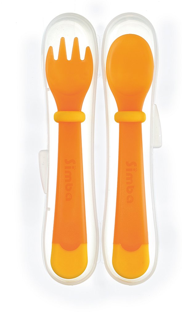 Simba Heat Sensing Spoon & Fork Set (Orange)