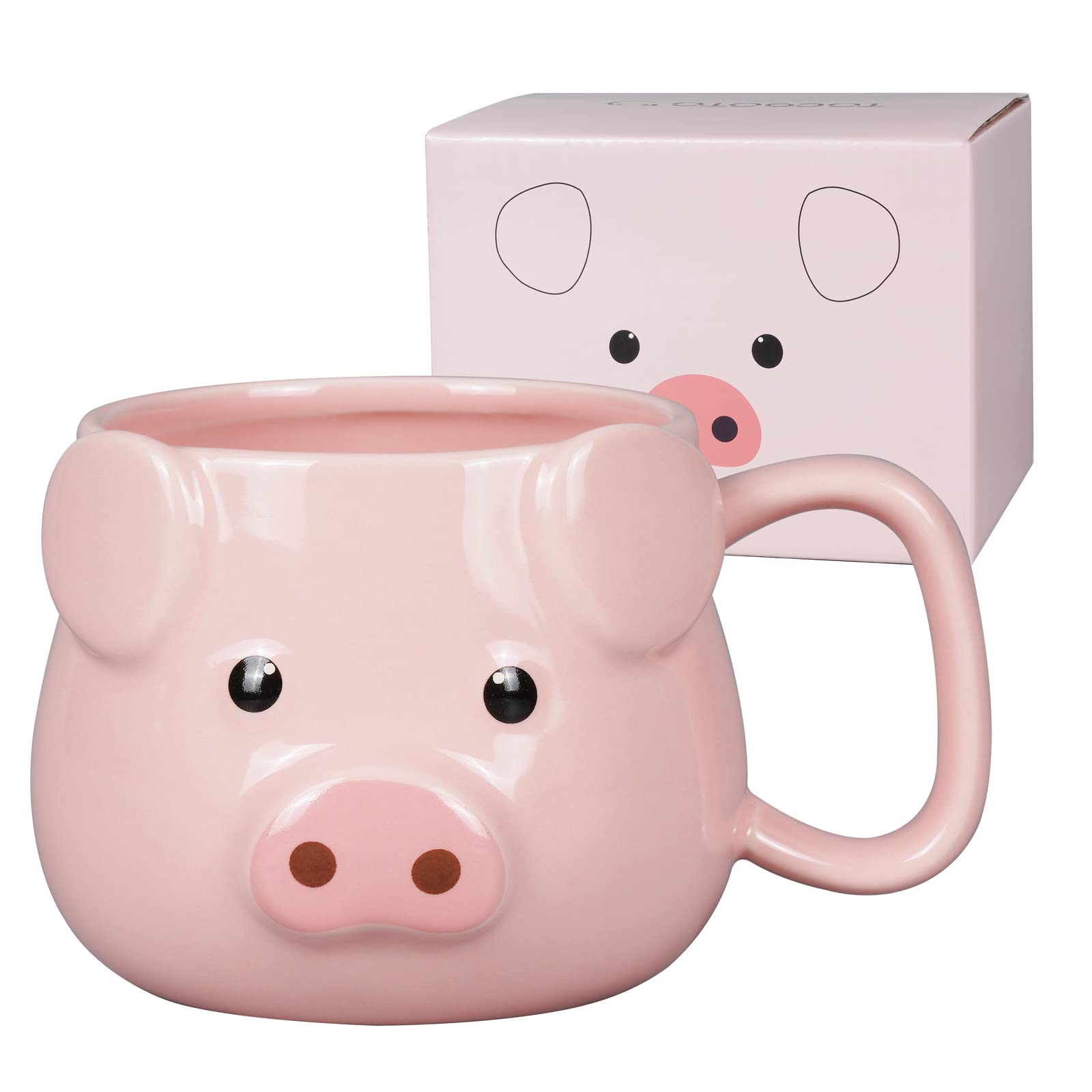 Tocooto Pig Coffee Mug 14 Oz Ceramic Novelty Coffee Mug 3D Porcelain Tea Mug For Women Christmas Housewarming Holiday Birthday G