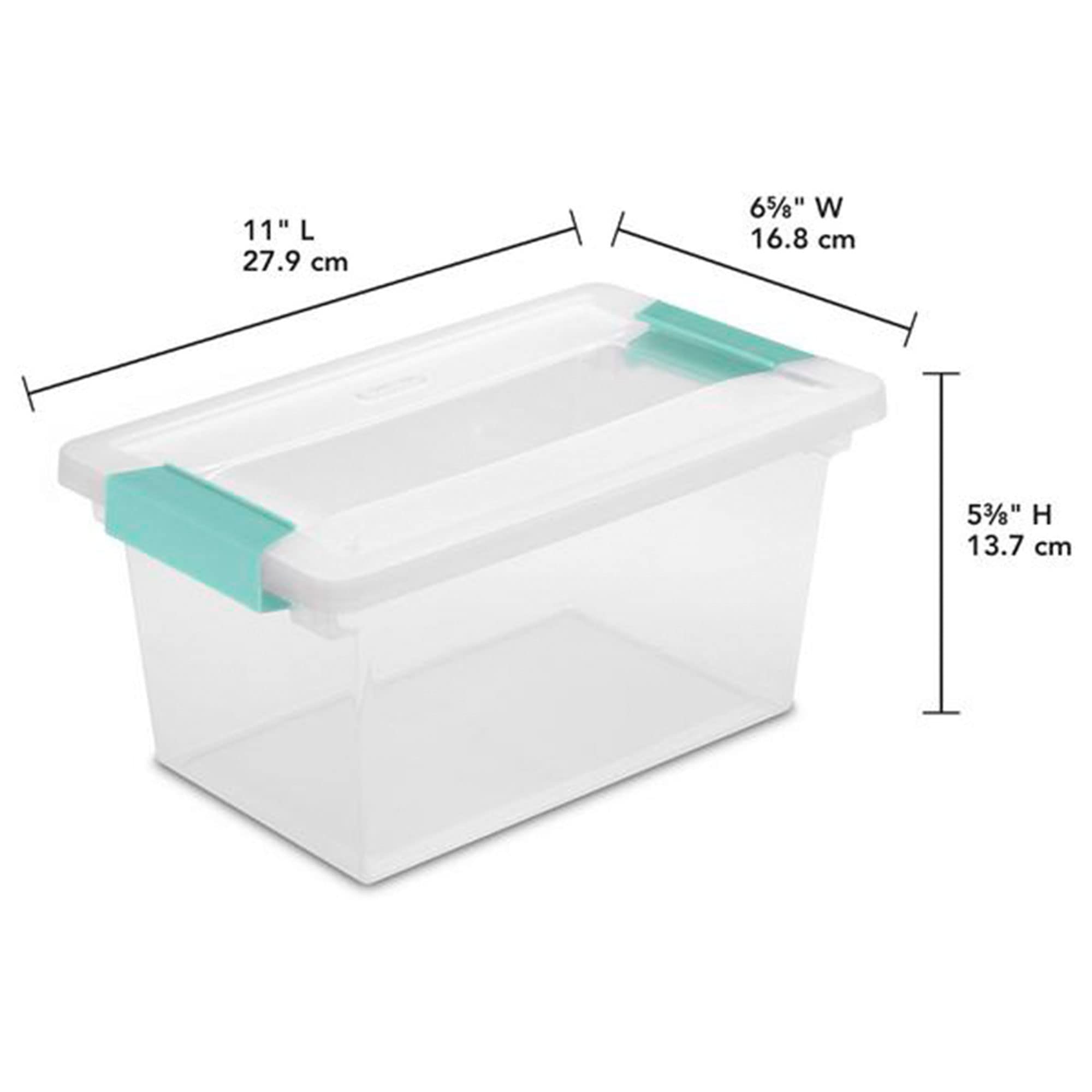 Sterilite 19628604 Medium Clip Clear Storage Box With Latched Lid - 11''L X 6-5/8''W X 5-3/8''H