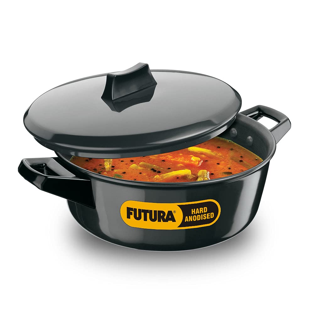 Hawkins Futura 3 Litre Cook N Serve Bowl, Hard Anodised Saucepan With Hard Anodised Lid, Induction Pan, Sauce Pan For Cooking An
