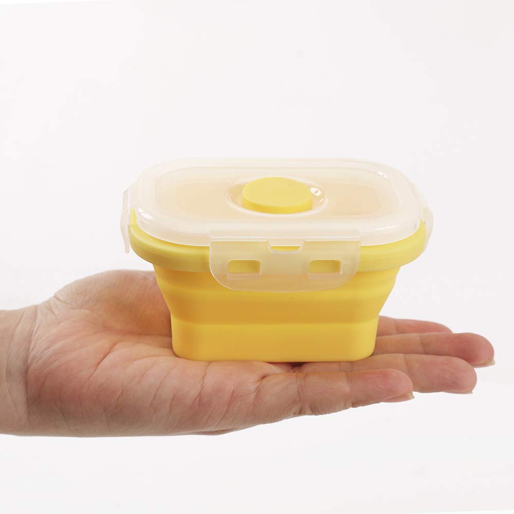 Cozihom Collapsible Silicone Food Storage Container, Portion Control Container With Clip-On Lid, Stackable, Space Saving, Microw