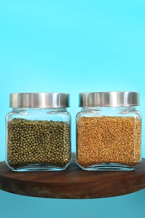 Vency Piramal Glass Round 500ml Transparent Glass Jars & Containers for Kitchen Pantry, Snacks, Masala, Pickles, Dry Fruits, Cof