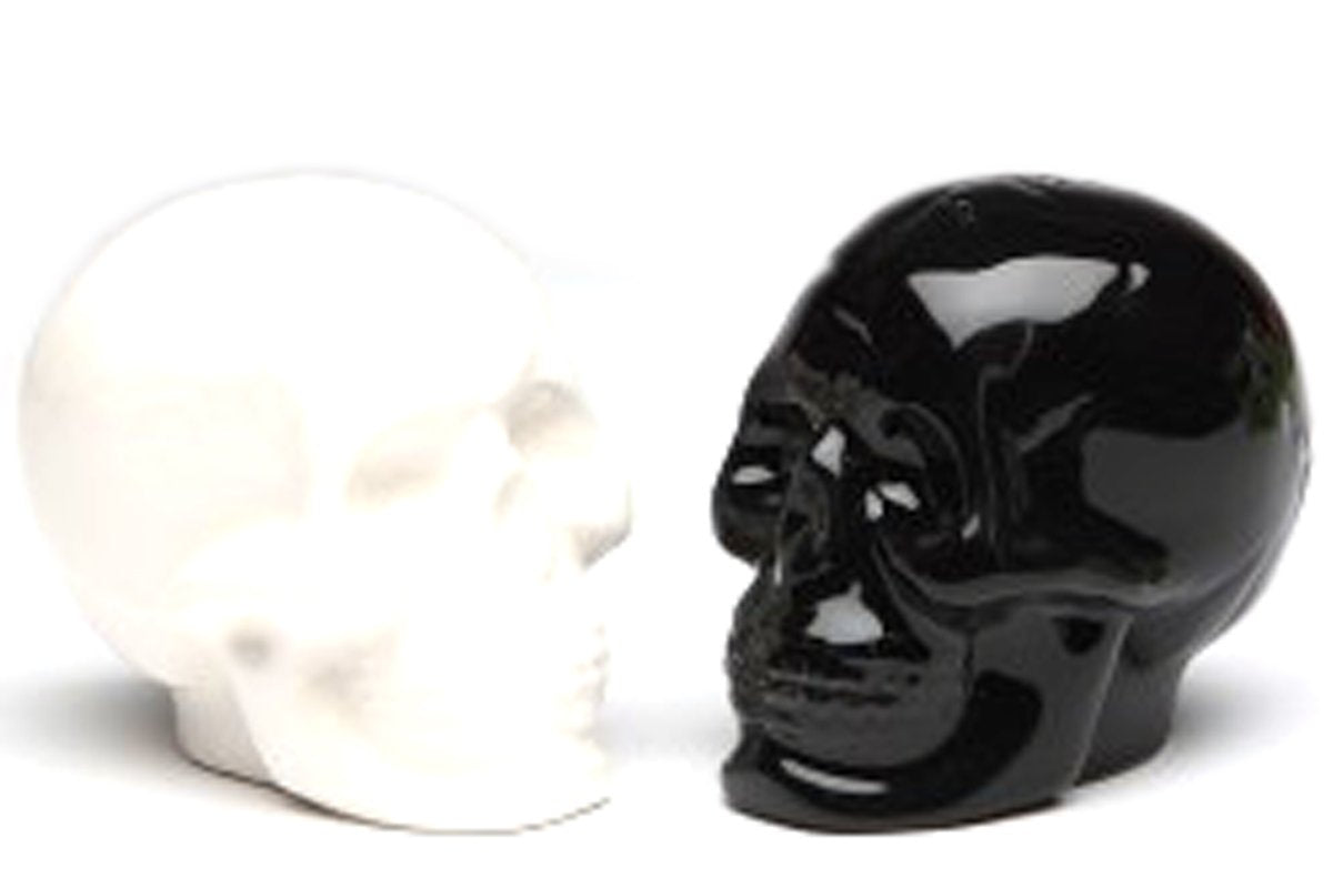 Pacific Giftware 1 X Black & White Ceramic Skull Salt & Pepper Shakers