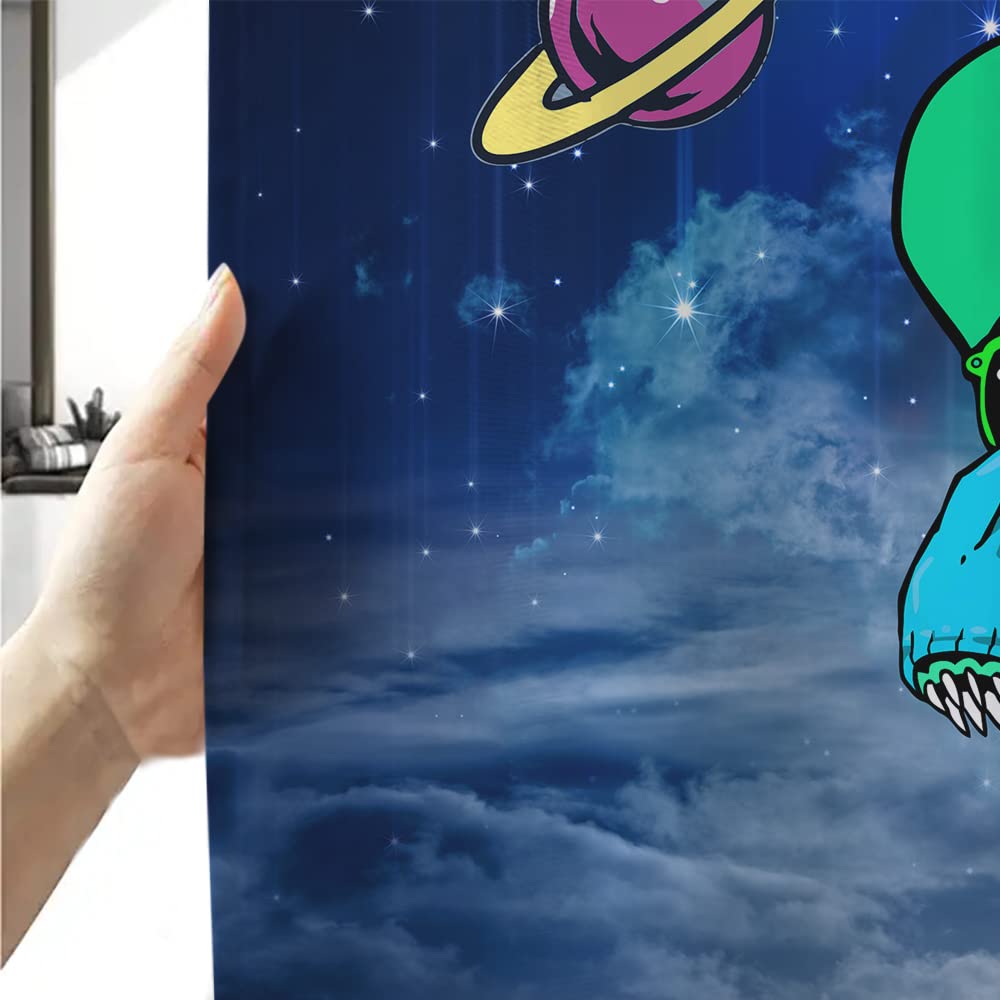 Funny Dinosaur Shower Curtain Set For Kids Bathroom, Cute Unicorn Riding Dinosaur Rainbow Decor Fabric Shower Curtains Sets Gala