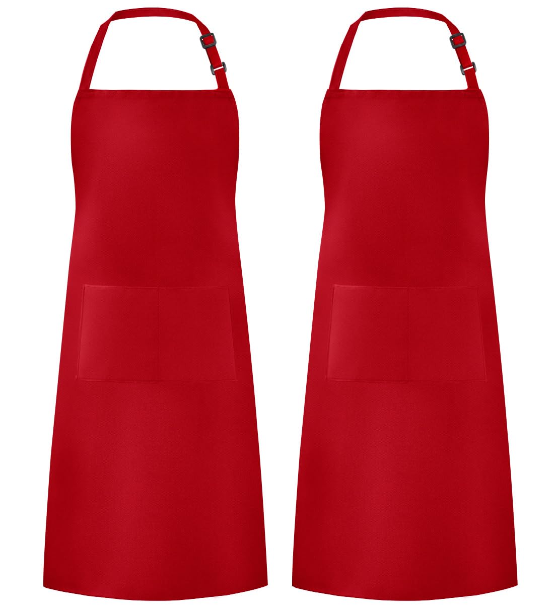 Syntus 2 Pack Adjustable Bib Apron Waterdrop Resistant with 2 Pockets Cooking Kitchen Aprons for BBQ Drawing, Women Men Chef, Re