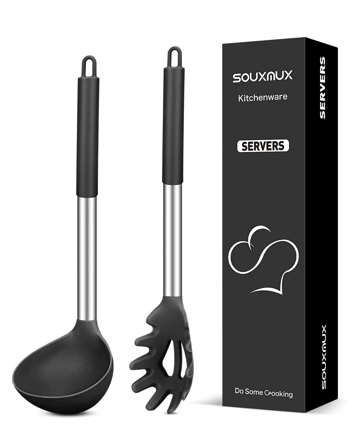 Silicone Pasta Fork And Soup Ladle Set, Non-Stick Bpa Free Heat-Resistant Handy Kitchen Utensils For Cooking, Serving, Draining,