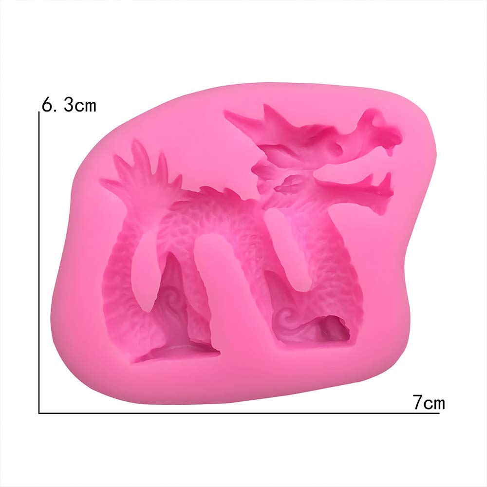 2Pcs/Set 3D Dragon Fondant Mold Chinese Zodiac Dragon Silicone Gum Paste Sugar Craft Mold For Cake Cupcake Topper Decorating Too