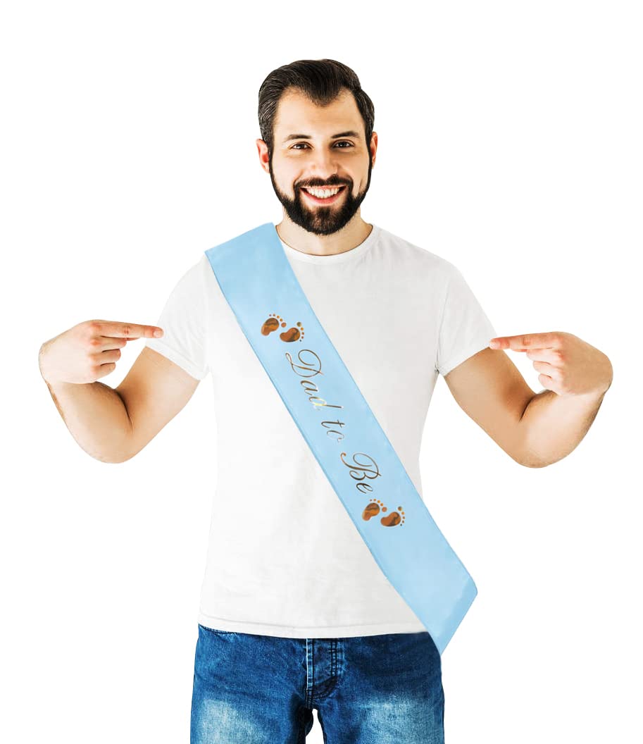 Dad To Be & Mom To Be Sash For Baby Shower- Blue W/Gold Lettering Baby Gender Reveal Ideas Boy Ideas Dad Diaper Party Favor New