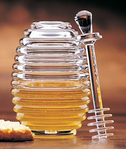 Prodyne Acrylic Honey Jar With Server, Off-White Medium