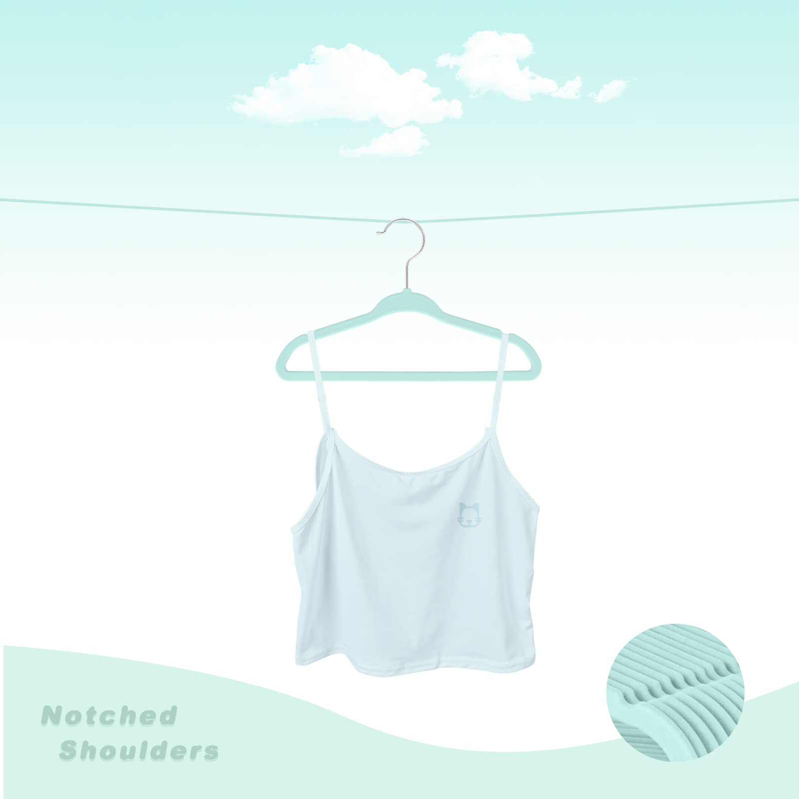 Bagail Kids Velvet Hangers 11 Inches Children'S Clothes Hangers Non-Slip Baby Hangers For Infant/Toddler (Mint,50Pack)