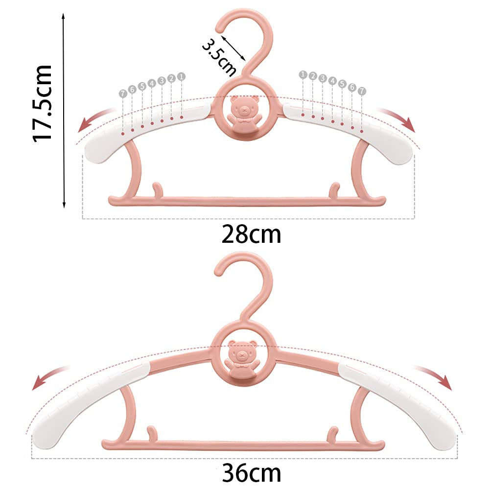 Baby Hangers for Closet  Non-Slip HGYZE 11''-14'' Adjustable Infant Clothes Hanger for Nursery  0-18yrs Plastic Kid Hanger Clothing Organizer  Children Pink Plastic Rack for Newborn Toddler Coat  20pcs