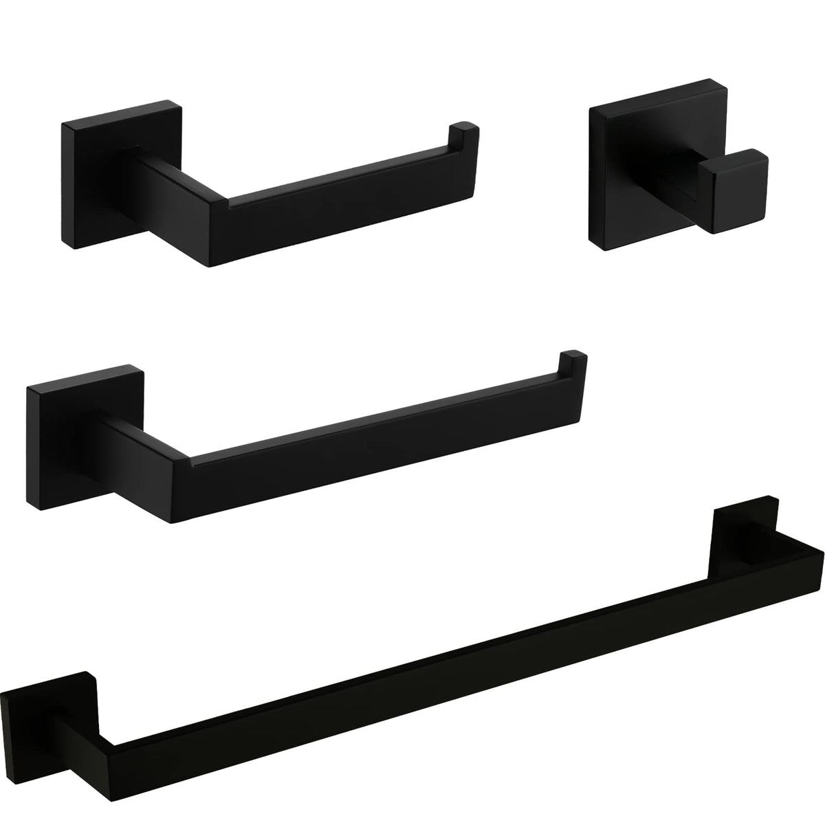 Velimax Premium Stainless Steel 4 Pieces Bathroom Hardware Accessories Set Wall Mounted Towel Bar Set, Polished, 24-Inch