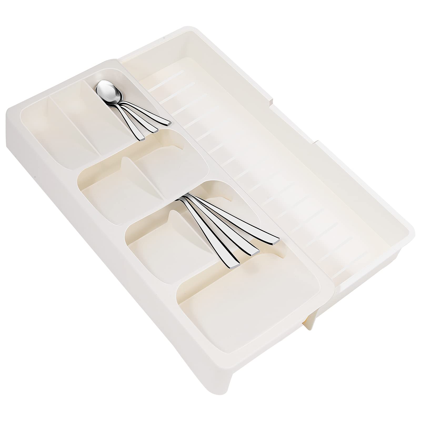 Faridabio Kitchen Drawer Organizer Tray,Expandable Cutlery Silverware Organizer Storage Tray for Kitchen Drawer Flatware Spoons 