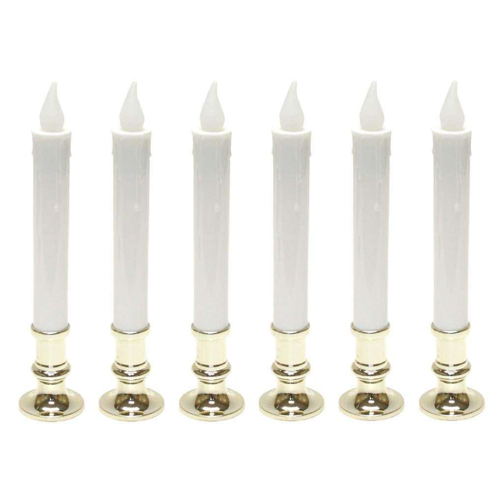 Gerson 9 Inch Battery Operated Candolier Candle Lamp With Timer,Aluminum, 6 Pack