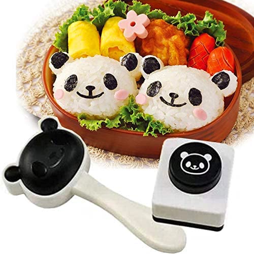 Velidy Bento Accessories Rice Ball Mold,Cartoon Panda Sushi Maker Mould Seaweed Cutter Bento Nori Kitchen Rice Mould For Kids Pa