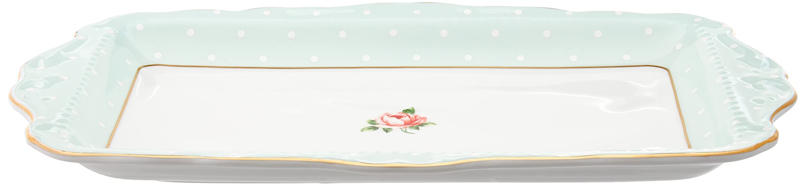 Royal Albert Bone China Polka Rose Sandwich Tray, 11.5'', Green