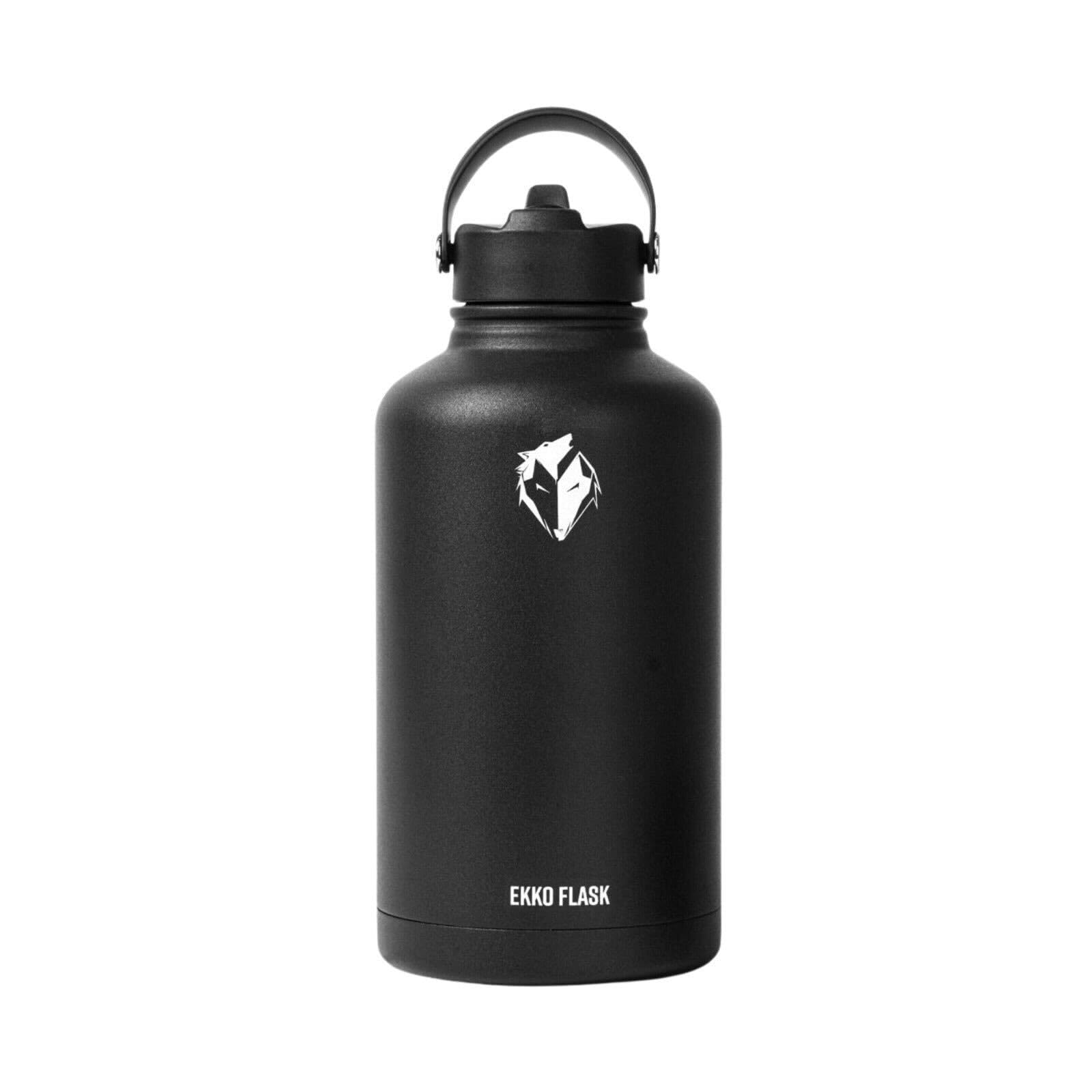 Ekkovision Ekko Flask Insulated Water Bottle, Stainless Steel, Black, 64 Oz