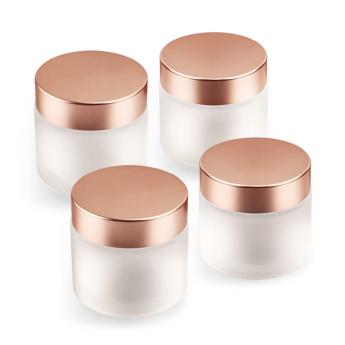 Usrommaner 4 Pack 2 Oz Frosted Glass Cream Jar,Empty Round Sample Jar Pot With Screw Lids&Inner Liner,Travel Storage Jar Contain