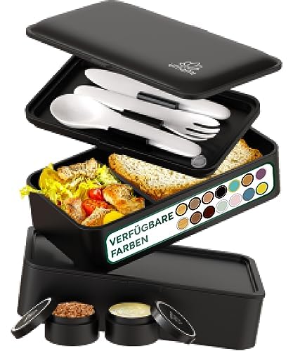 Umami Bento Lunch Box for Adults w/Utensils & Sauce Jars  Great for Meal Prep & Portion Control  Leakproof  Microwave safe & Easy to Clean Premium Lunch Box Containers  Perfect On-the-go Bento Box