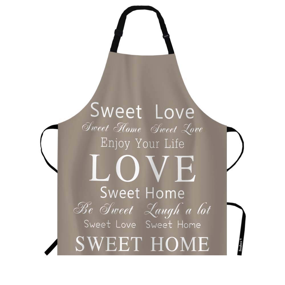 Beabes Sweet Love Home Bib Apron Adjustable Neck Strap Inspiration Quote Polyester Work Apron Crafting Bbq Drawing Chef Waitress
