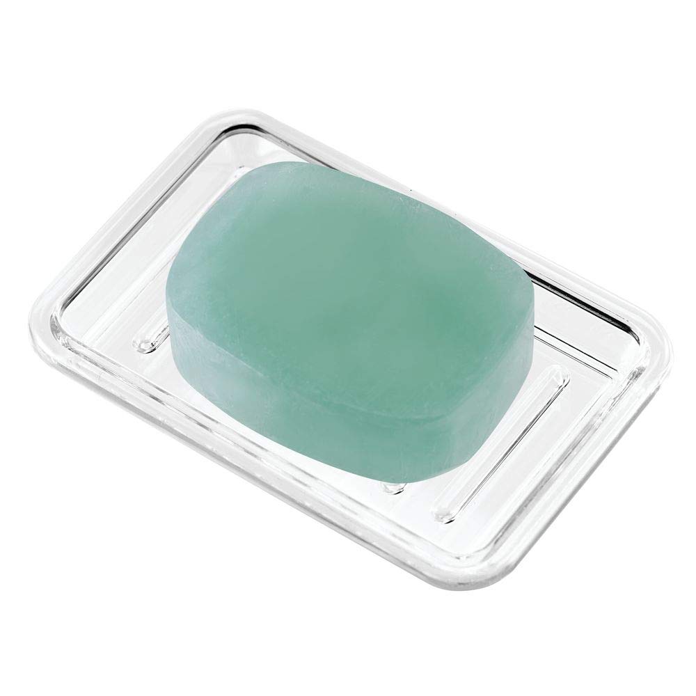 Idesign Royal Plastic Rectangular Soap Saver, Bar Holder Tray For Bathroom Counter, Shower, Kitchen, 3.5 X 5.25, Clear