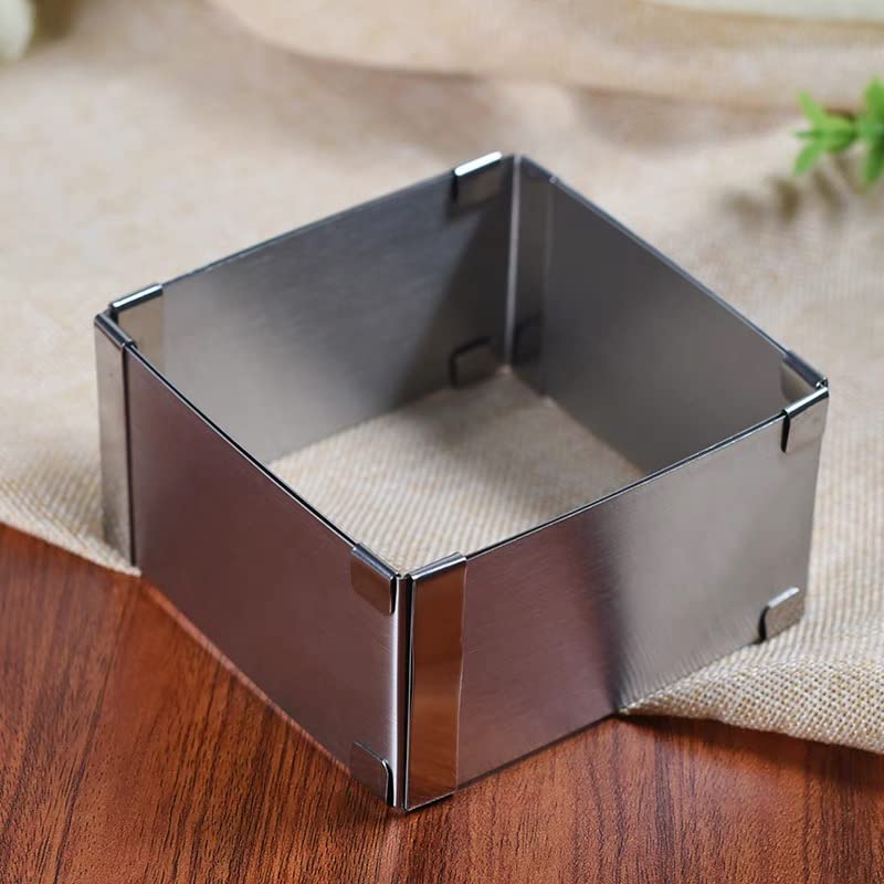 Utoolmart Cake Mold Adjustable Cake Ring Molds From 6'' To 11'' Stainless Steel Square Mousse Cake Cutter Baking Mold Pastry Kit
