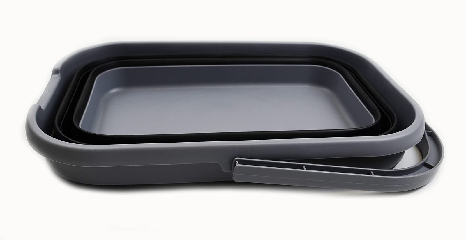 SAMMART 12L (3.17 Gallon) Collapsible Rectangular Handy Basket / Bucket (1  Grey/Black)