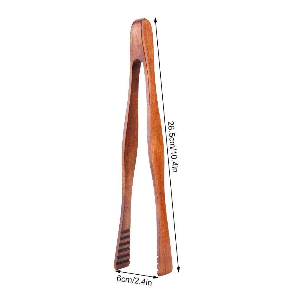 Bamboo Toast Tong, 10.4 Inches Wood Cooking Long Tongs With Anti-Slip Design, Kitchen Utensil For Bbq, Cheese, Bacon, Fruits, Br