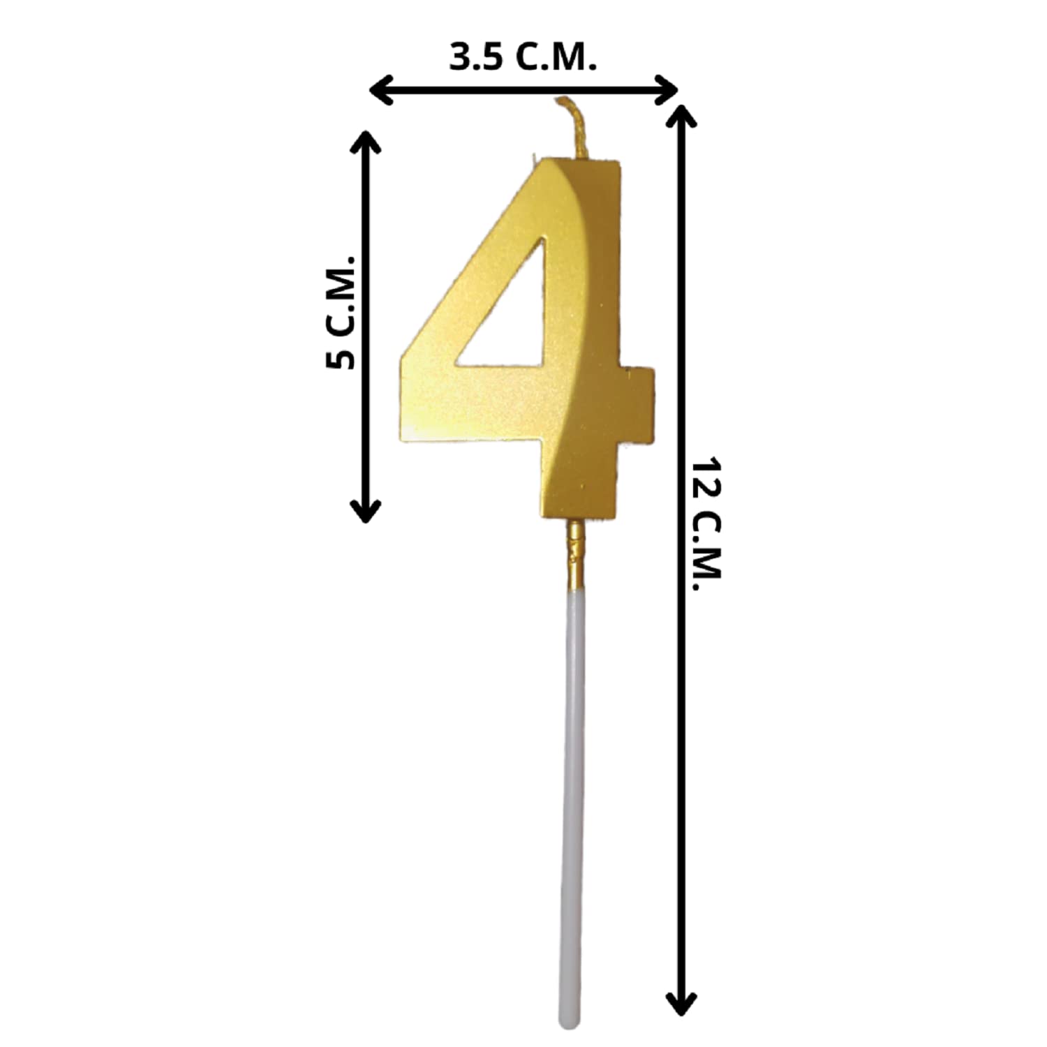 Party Decorz Number 4 Gold Candle | Four Number Candle |Number 4 Metallic Gold Candle for Birthday,Anniversary, Surprise Party C