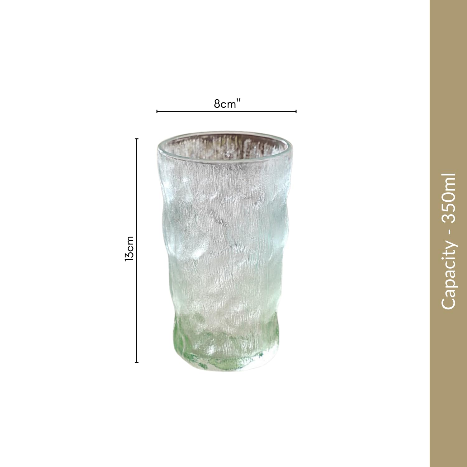 Nestasia Tall Glasses Set of 6, Food-Safe and Lead-Free Tumbler, Ombre Glacier Tempered Glassware, 350ml each
